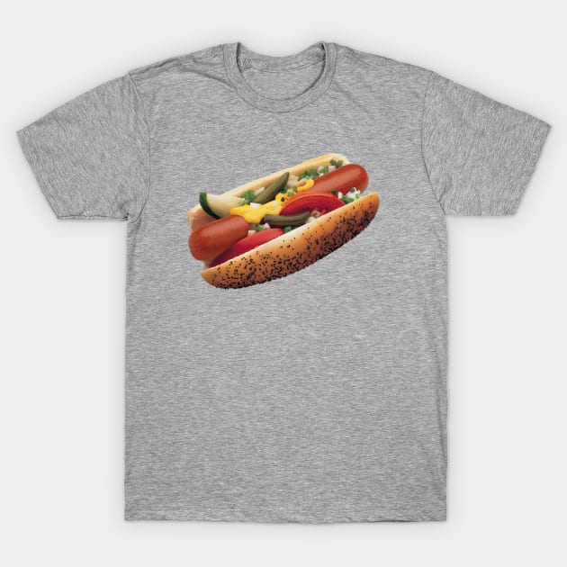 Chicago Style Hot Dog Art Design T-Shirt by oggi0